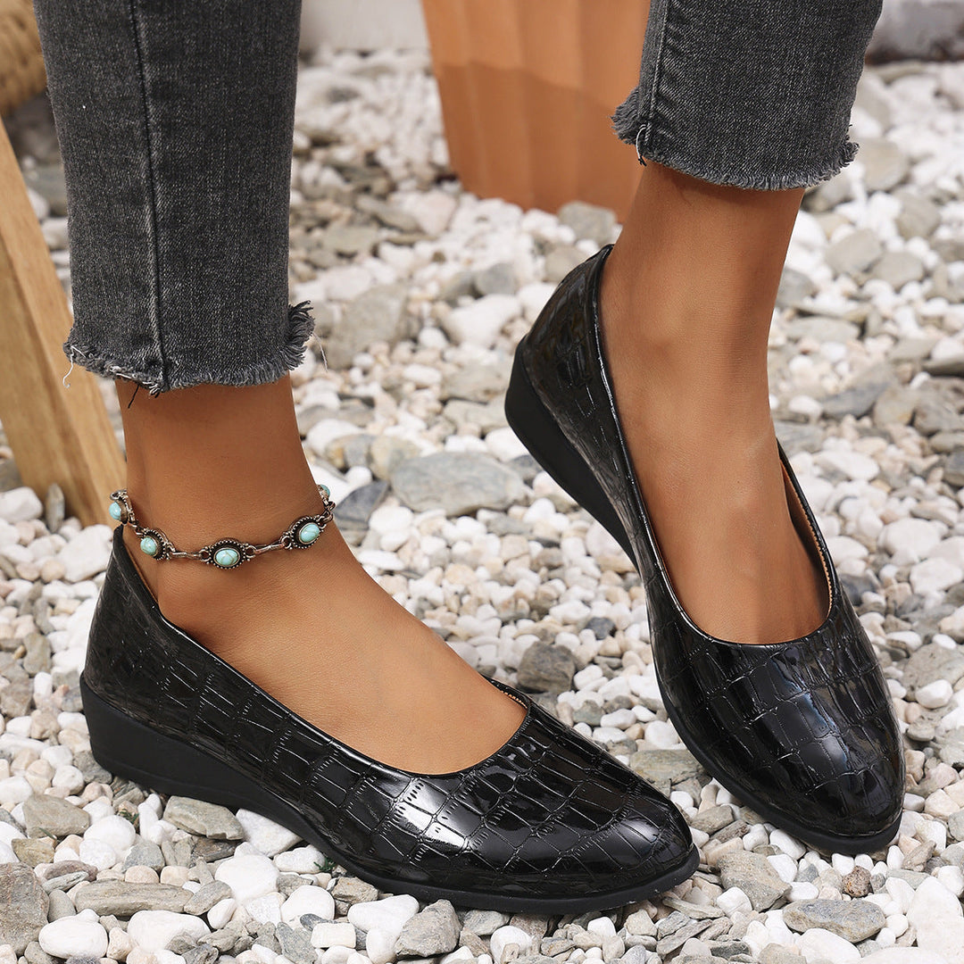 Damen Komfortable Ballerinas mit elegantem Krokodilmuster Drune