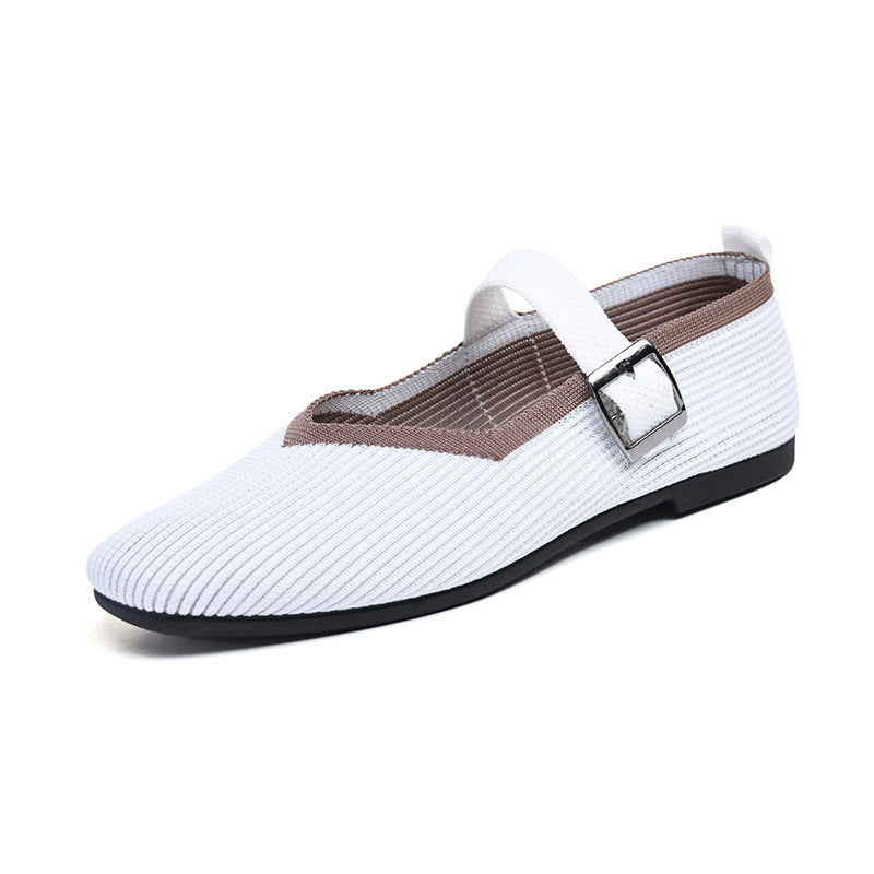Damen Elegante Schnallenriemen Ballerinas Drune