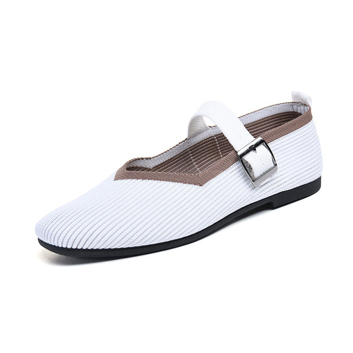 Damen Elegante Schnallenriemen Ballerinas Drune
