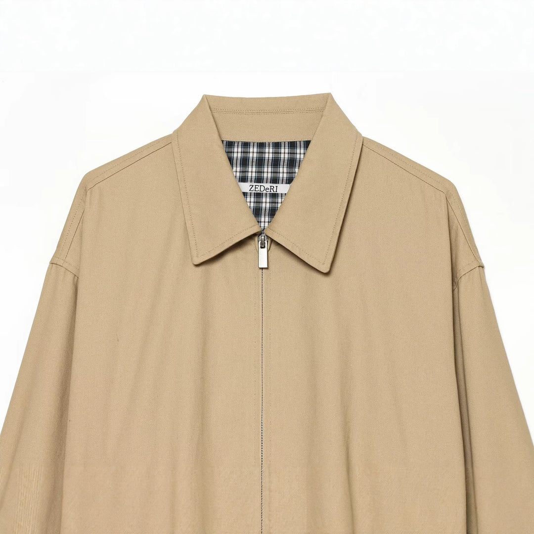 Damen Kurzblouson mit Reißverschluss, elastischem Saum und kariertem Innenfutter Drune