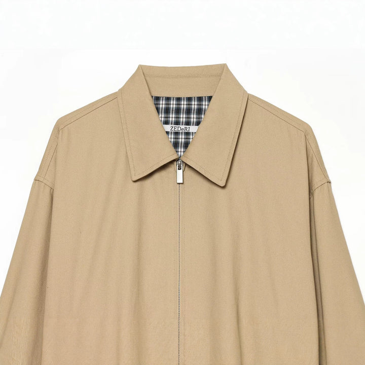 Damen Kurzblouson mit Reißverschluss, elastischem Saum und kariertem Innenfutter Drune