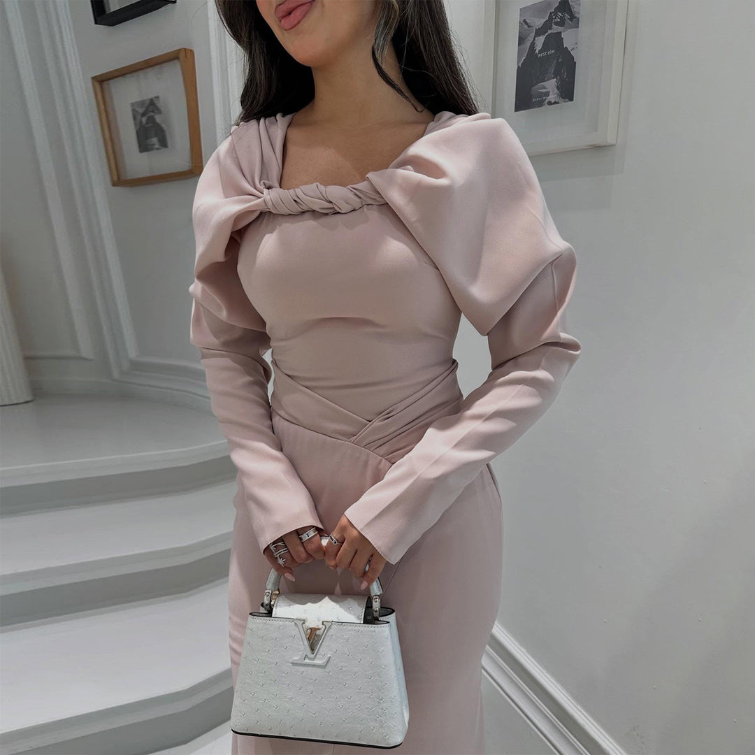 Damen Maxikleid mit elegantem Wickelausschnitt und figurbetonter Silhouette Drune