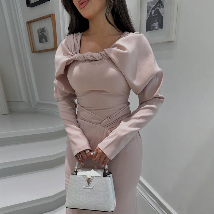 Damen Maxikleid mit elegantem Wickelausschnitt und figurbetonter Silhouette Drune
