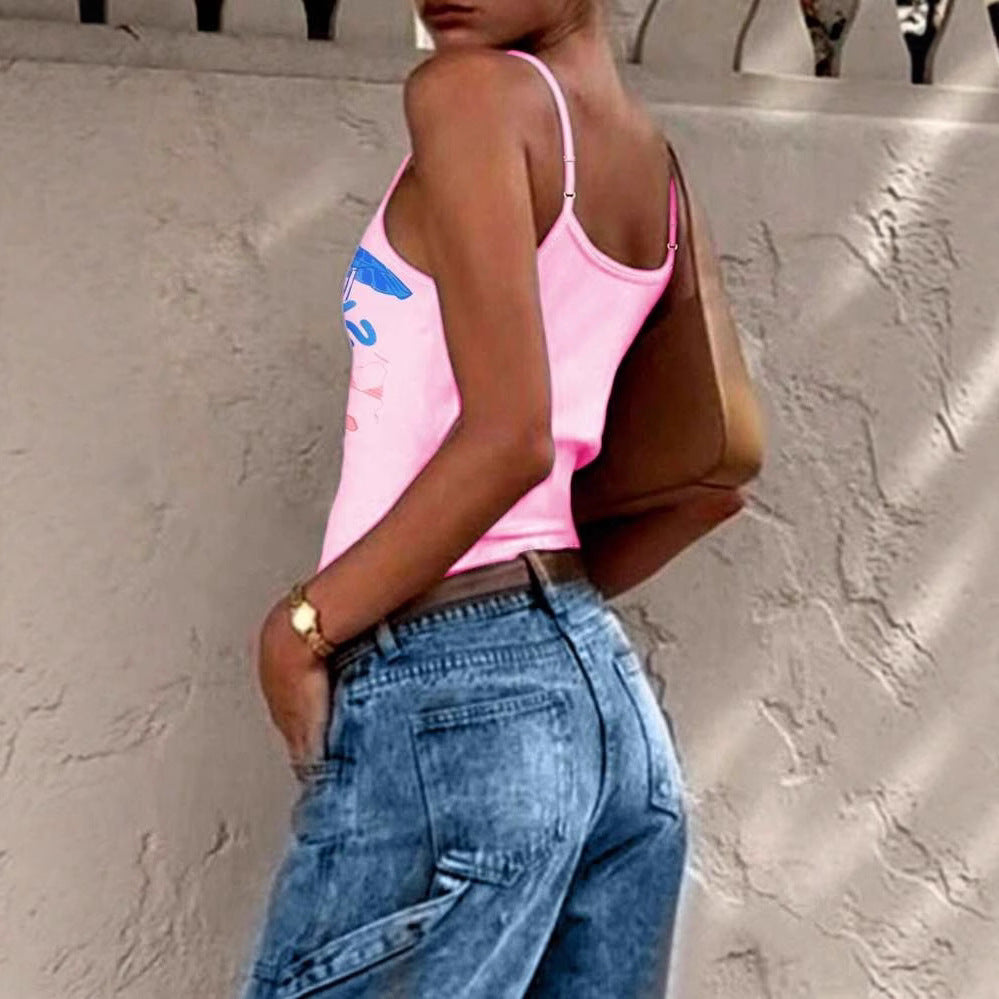 Damen Tanktop mit kreativem Sommermotiv und lässigem Schnitt Drune