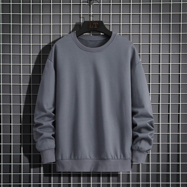 Herren Schlichtes Oversize Rundhals‑Sweatshirt aus schwerer Baumwollmischung mit gerippten Bündchen Drune