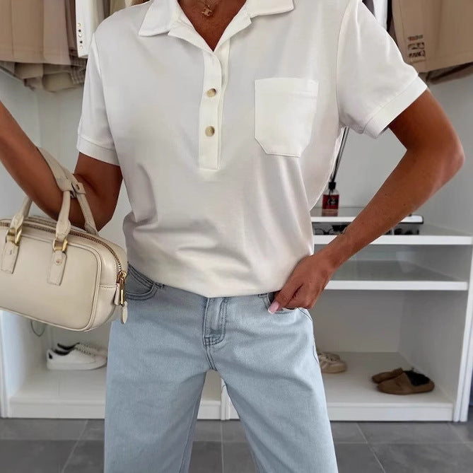 Damen Poloshirt mit Knopfleiste und Brusttasche Drune