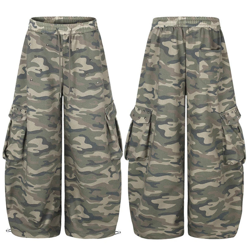 Damen Weite Cargohose im Camouflage-Design mit elastischem Bund und großen Taschen Drune