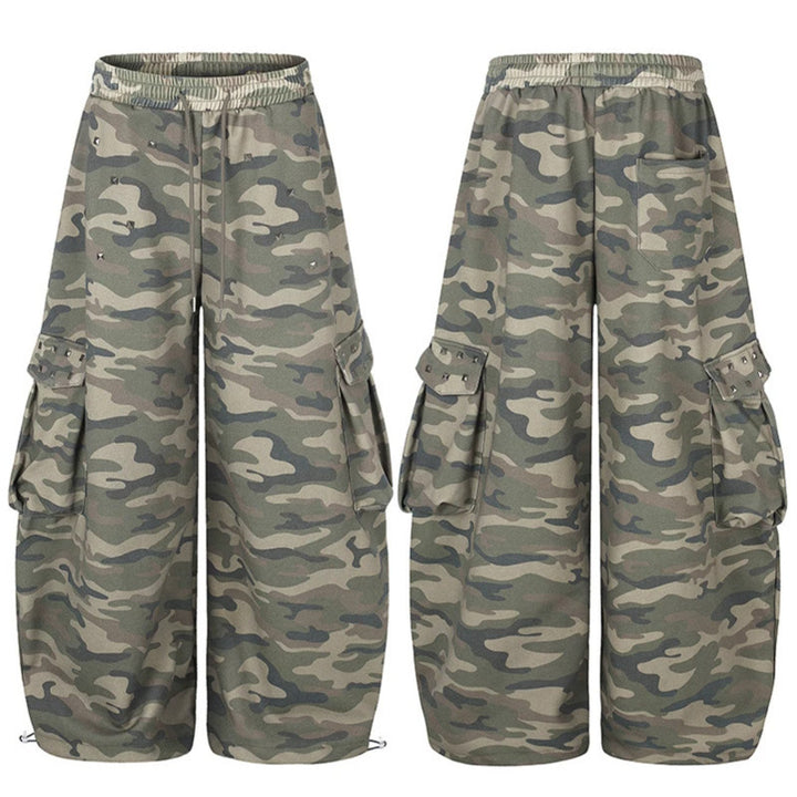 Damen Weite Cargohose im Camouflage-Design mit elastischem Bund und großen Taschen Drune