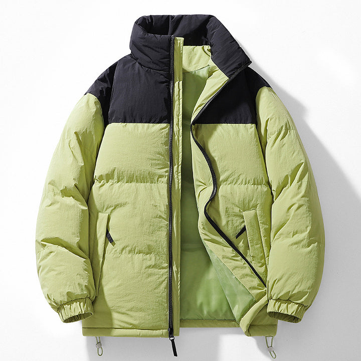 Herren gesteppte Thermo-Steppjacke mit hohem Stehkragen, Zwei-Wege-Reißverschluss und Kordelzugsaum Drune