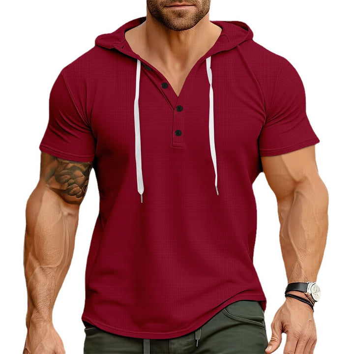 Herren Freizeit Kurzarm Hoodie Shirt Drune