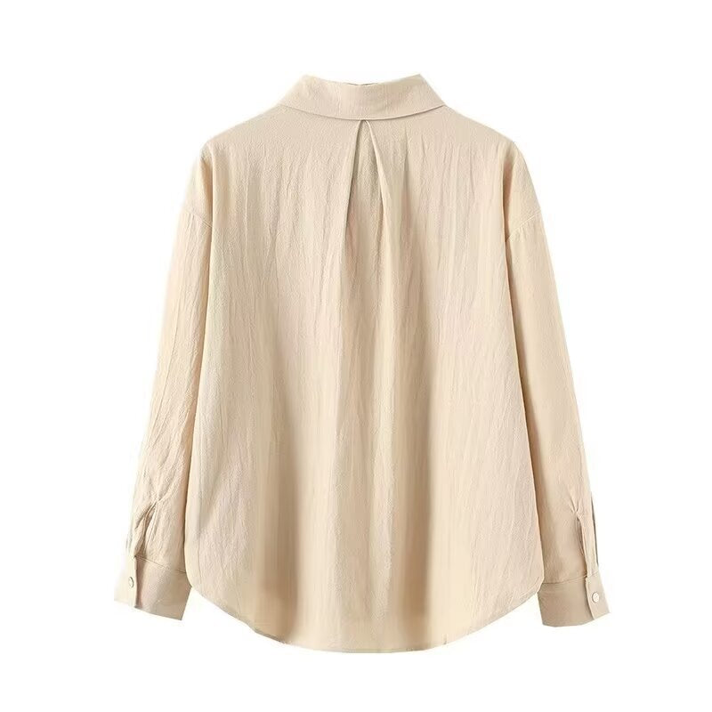 Damen Oversized Hemdbluse aus leichtem Crêpe mit abgerundetem Saum und klassischem Kragen Drune