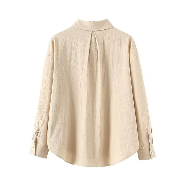Damen Oversized Hemdbluse aus leichtem Crêpe mit abgerundetem Saum und klassischem Kragen Drune