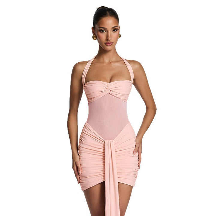 Damen Strandkleid mit raffiniertem Wickeldesign und charmanten Rüscheneffekt Drune