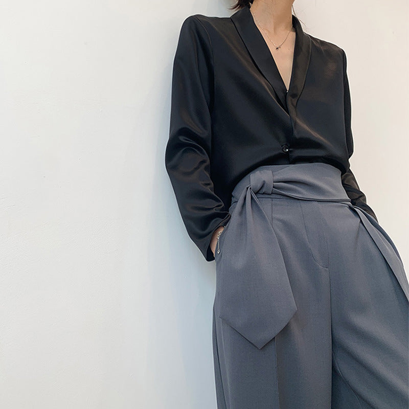 Damen Luxuriöses Satinbluse Drune