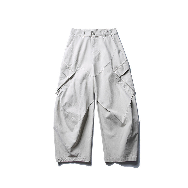 Herren weite Cargo-Hose mit asymmetrischen Klappentaschen und verkürztem Bein Drune