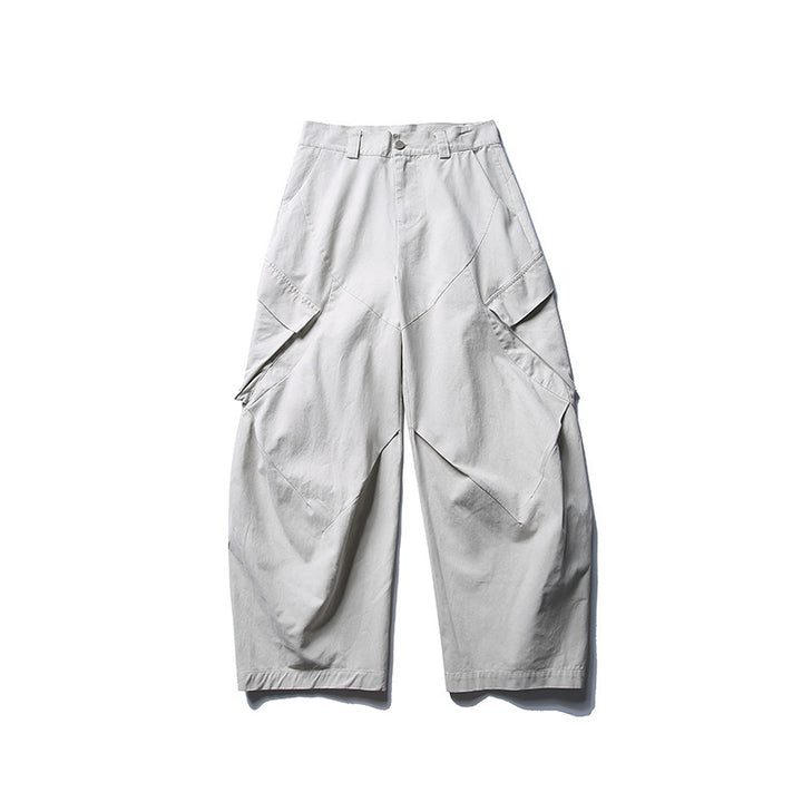 Herren weite Cargo-Hose mit asymmetrischen Klappentaschen und verkürztem Bein Drune
