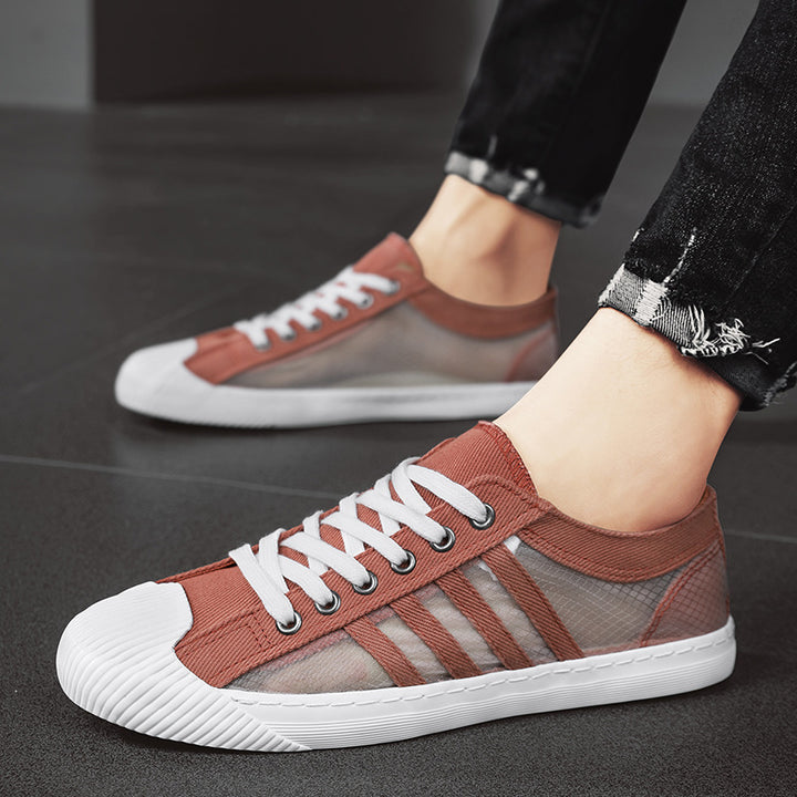 Herren atmungsaktive Low-Top Sneaker mit transparenten Mesh-Einsätzen Drune