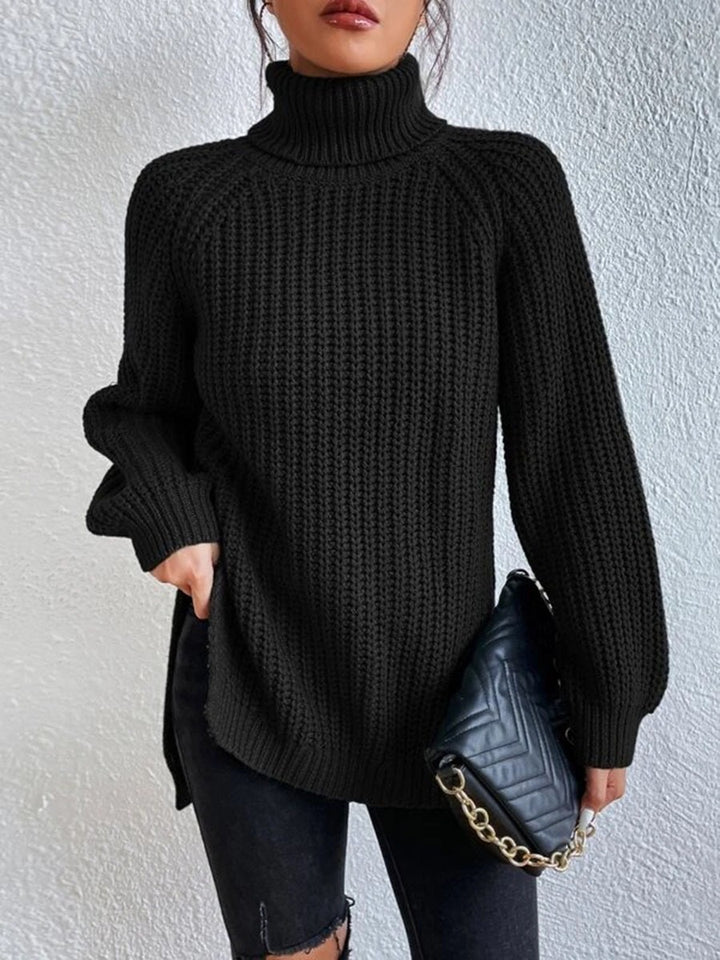 Damen Grobstrickpullover mit hohem Kragen und strukturiertem Muster Drune