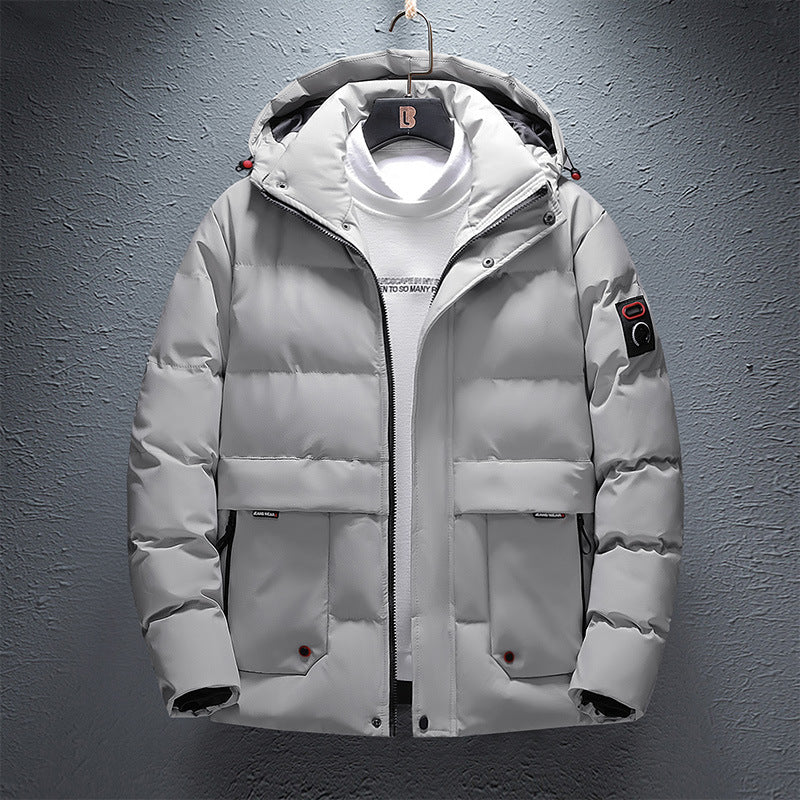Herren Wattierte Kurzparka mit Kapuze, wasserabweisender Oberfläche und Utility-Taschen Drune