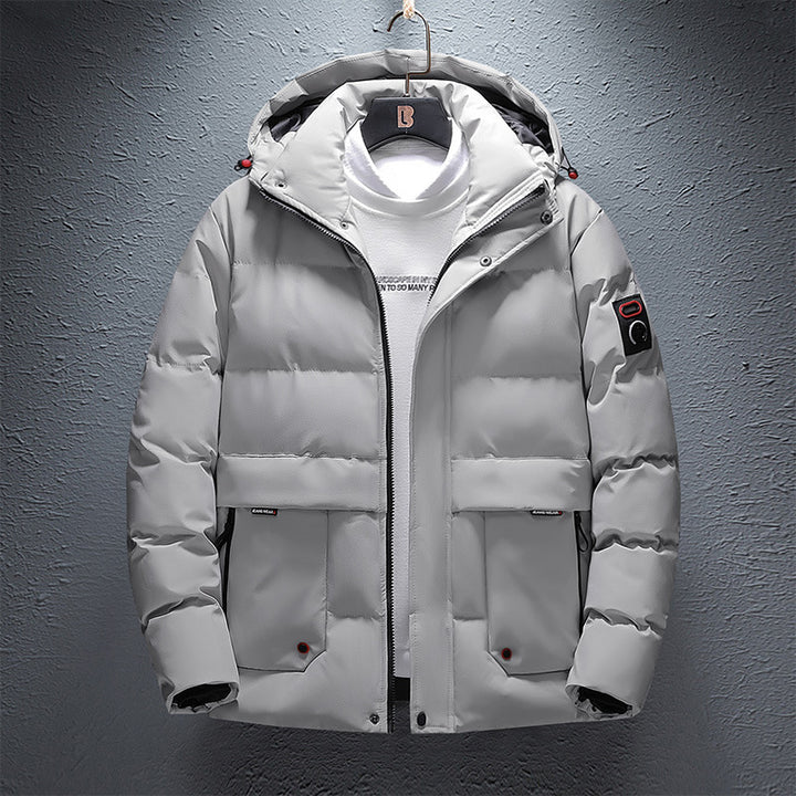 Herren Wattierte Kurzparka mit Kapuze, wasserabweisender Oberfläche und Utility-Taschen Drune