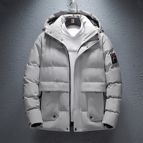 Herren Wattierte Kurzparka mit Kapuze, wasserabweisender Oberfläche und Utility-Taschen Drune