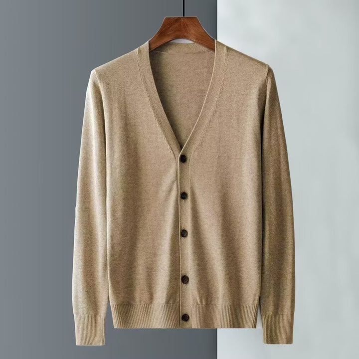 Herren Elegante Strickjacke mit V-Ausschnitt und Knopfverschluss Drune