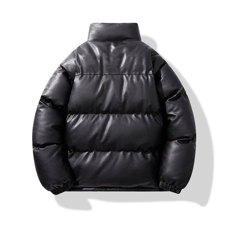 Unisex gesteppte Isolationsjacke mit Kunstleder-Schulterbesatz und hohem Stehkragen Drune