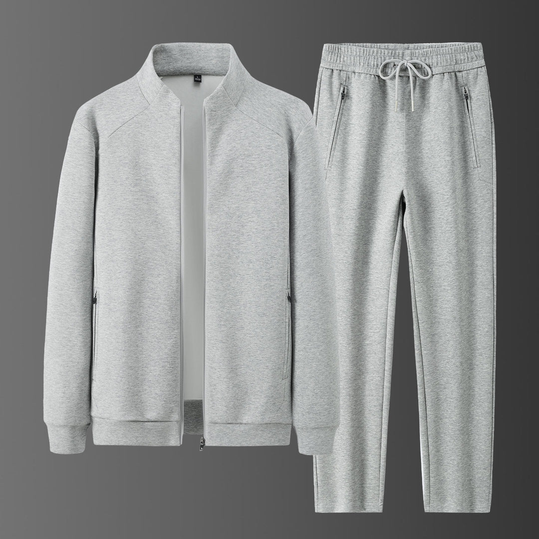 Herren Zweiteiliges minimalistisches Jogging‑Set mit Stehkragen, Zwei-Wege‑Reißverschluss & Reißverschlusstaschen Drune