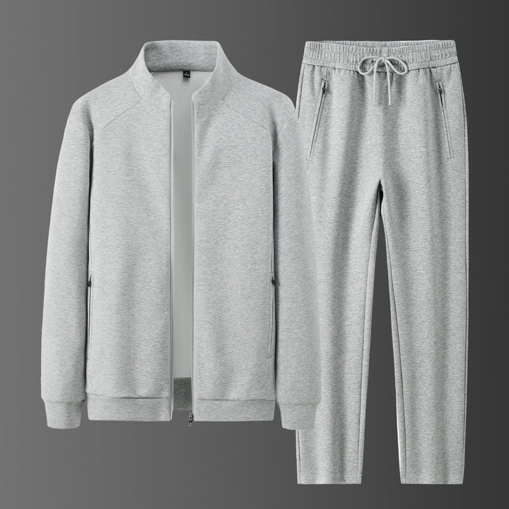 Herren Zweiteiliges minimalistisches Jogging‑Set mit Stehkragen, Zwei-Wege‑Reißverschluss & Reißverschlusstaschen Drune