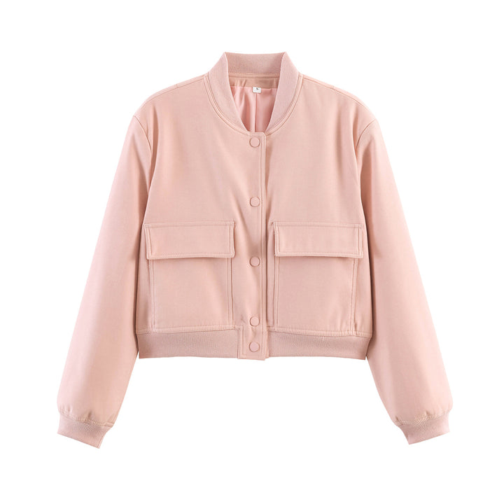 Damen Cropped-Boxy-Übergangsjacke mit großen Pattentaschen und Rippbündchen Drune