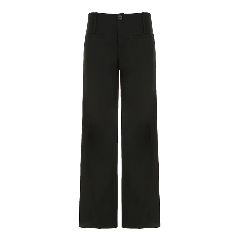 Damen Weite Flared-Hose mit hohem Bund und seitlichen Taschen Drune