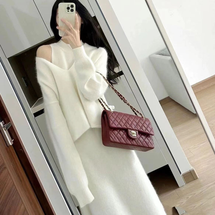 Damen Strickensemble mit weitem Schnitt und V-Ausschnitt Drune