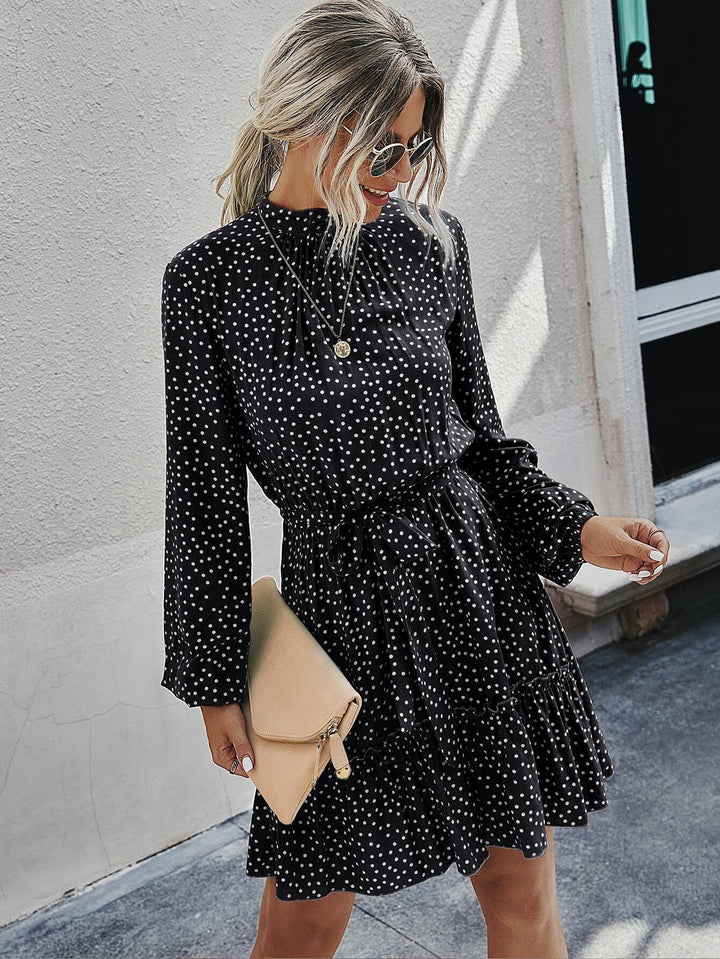Damen Florale Rüschens Mini Kleid Drune