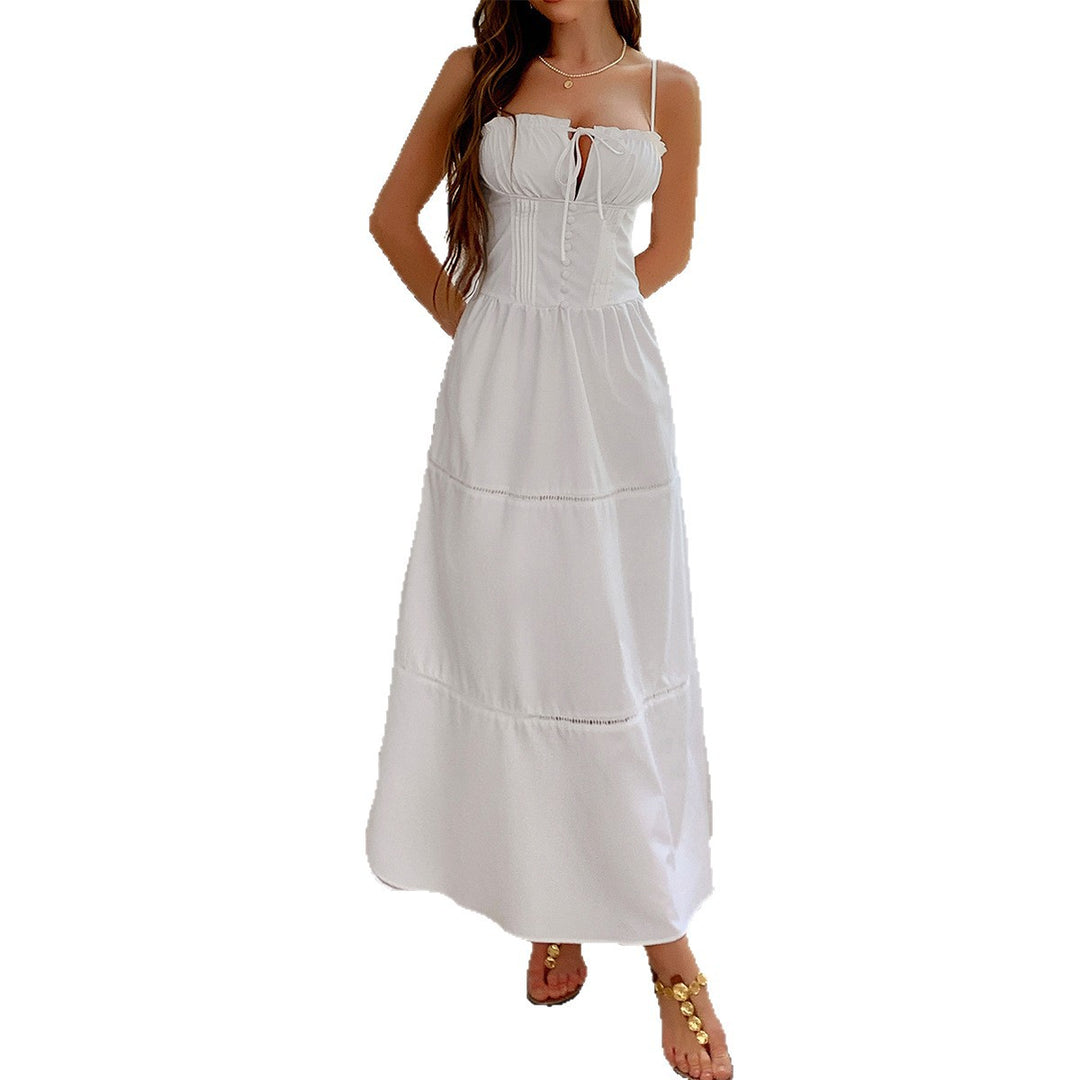 Damen Luftiges Sommerkleid mit Rüschendetails und Kordelzug Drune