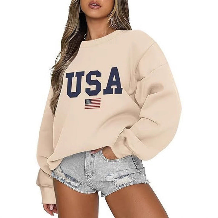 Damen Sweatshirt mit modernem USA-Statement und gemütlicher Passform Drune