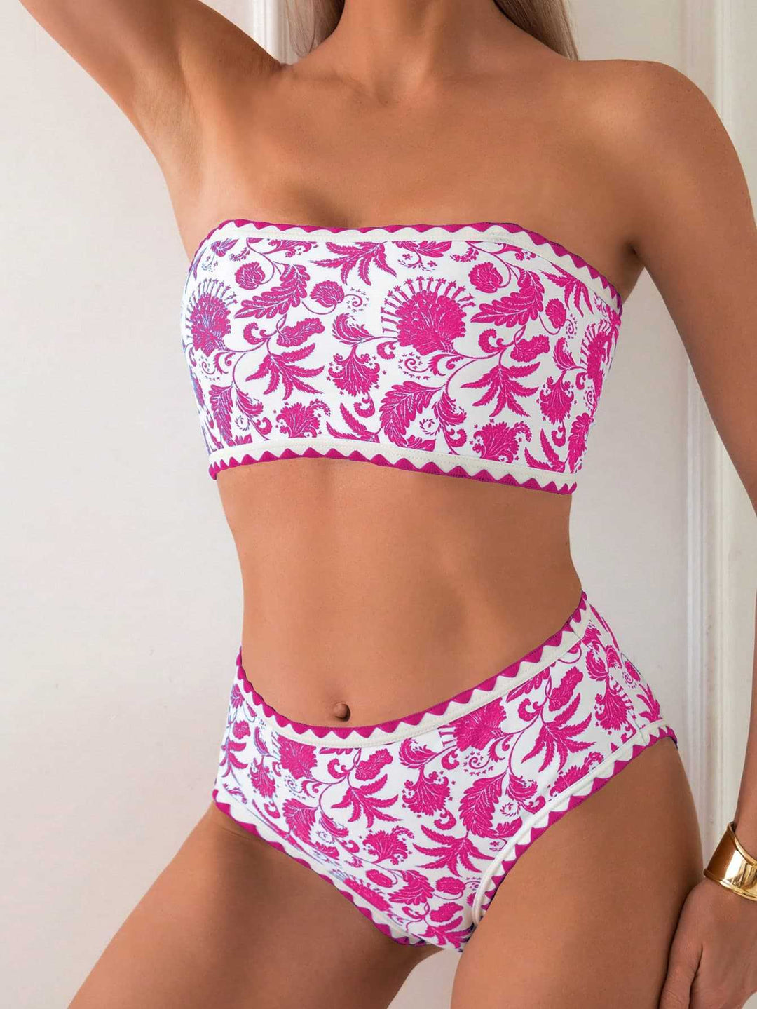 Damen Bandeau-Bikini mit trendigem floralen Design Drune
