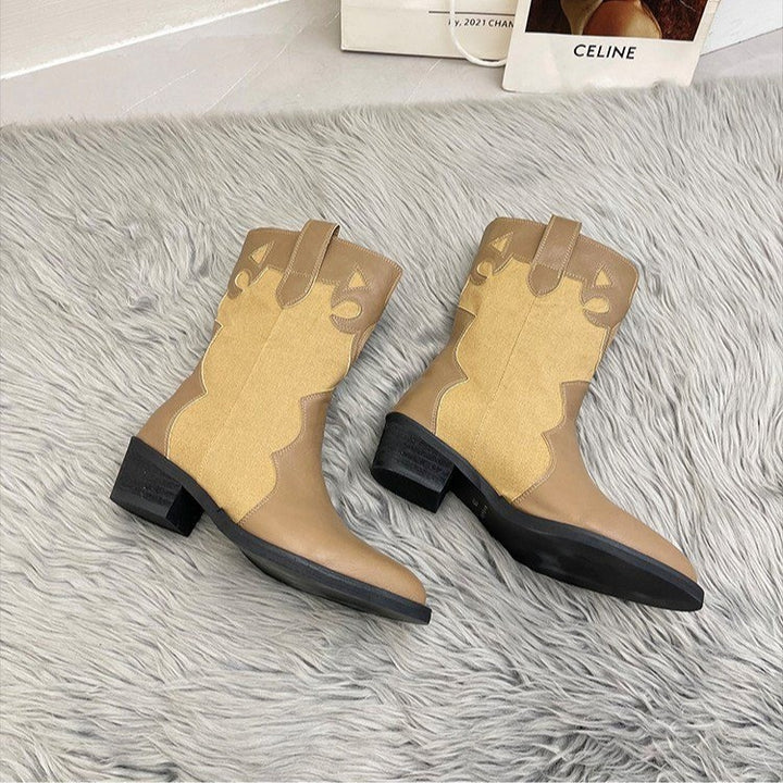 Damen Western-Stiefel mit modischen Cut-Out-Details und robustem Blockabsatz Drune