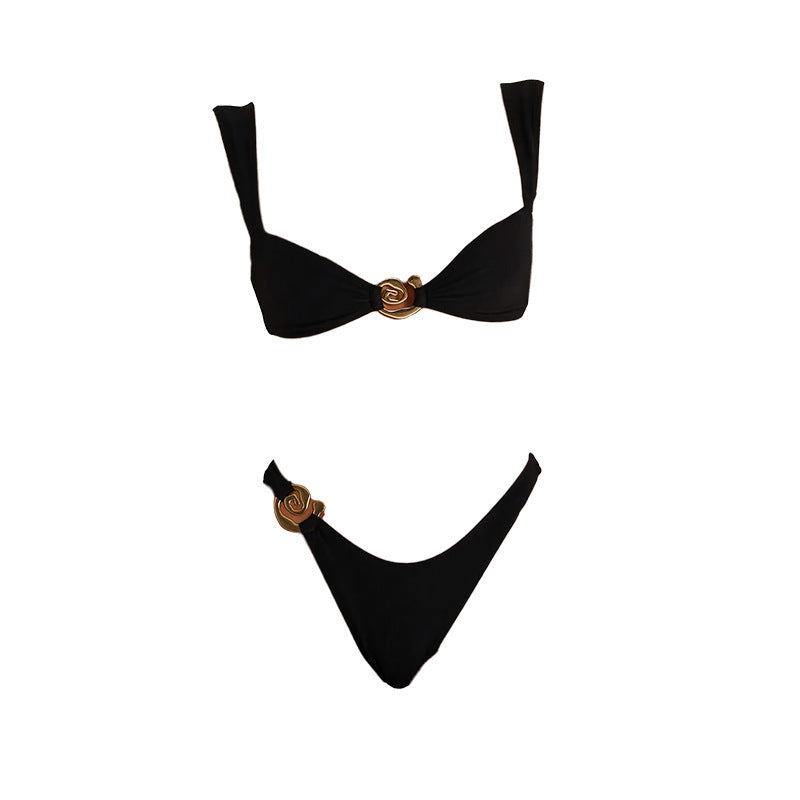 Damen Bikini mit eleganten Ringen und hohem Beinausschnitt Drune
