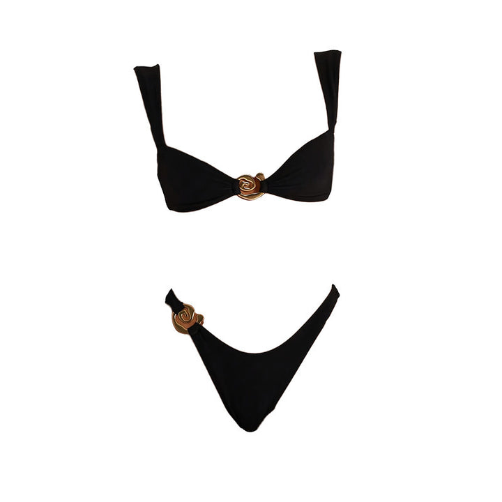 Damen Bikini mit eleganten Ringen und hohem Beinausschnitt Drune