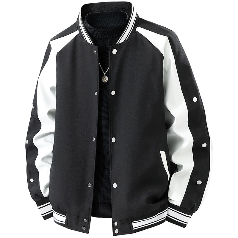 Herren Retro-College-Blouson mit Druckknopfverschluss, Raglanärmeln und Rippbündchen Drune