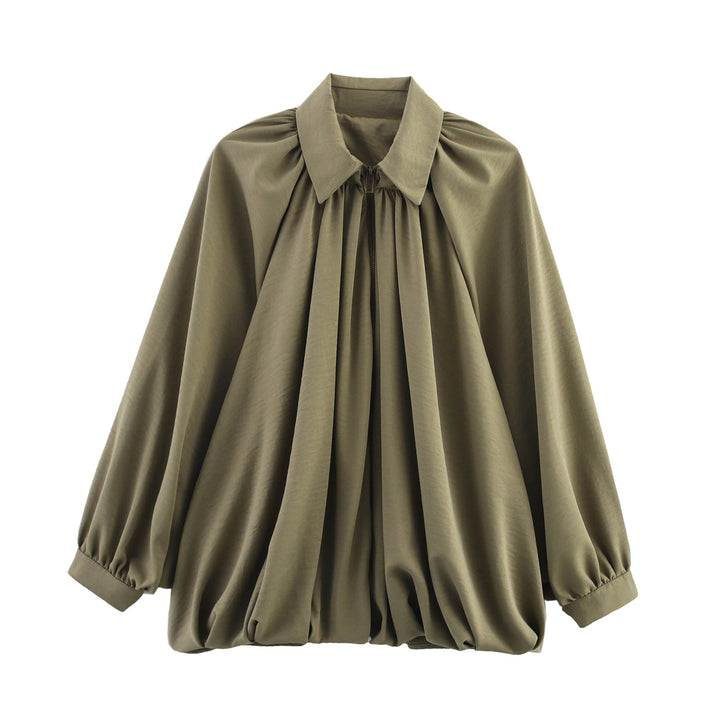 Damen leichtes Oversized-Blusenshirt mit Rüschendesign Drune