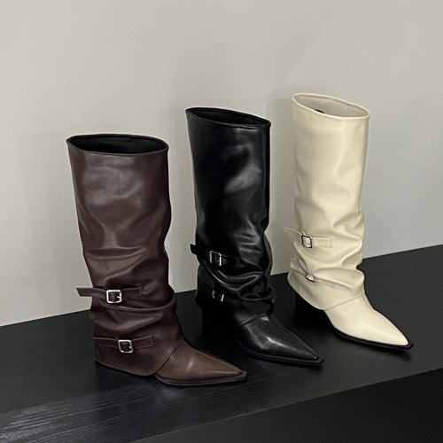 Damen Elegante und vielseitige Overkneestiefel Drune