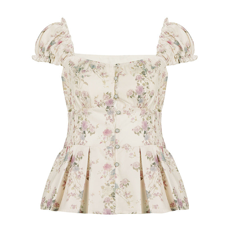 Damenbluse mit floralem Design und Rüschenärmeln Drune
