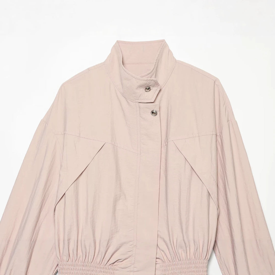 Damen Leichte Parka-Anorak Jacke mit Tunnelzugtaillierung und Stehkragen Drune