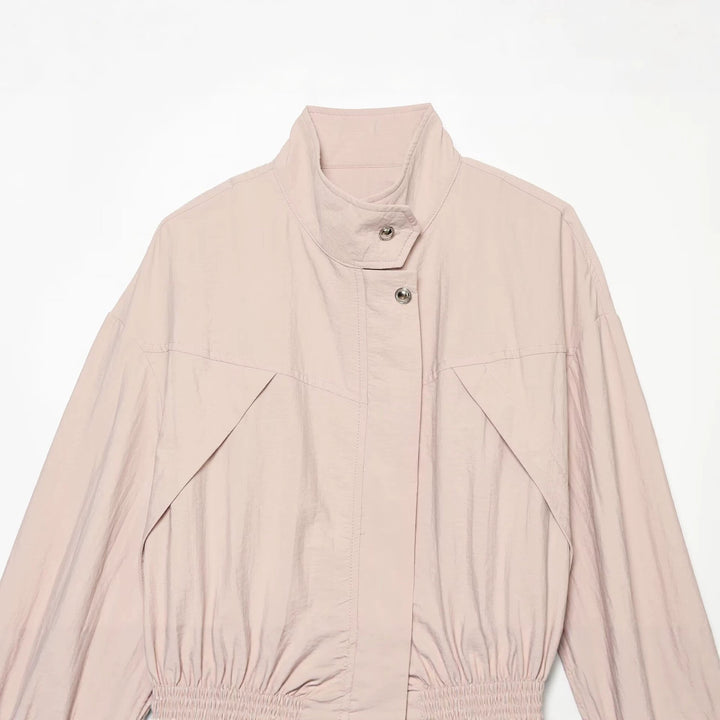 Damen Leichte Parka-Anorak Jacke mit Tunnelzugtaillierung und Stehkragen Drune
