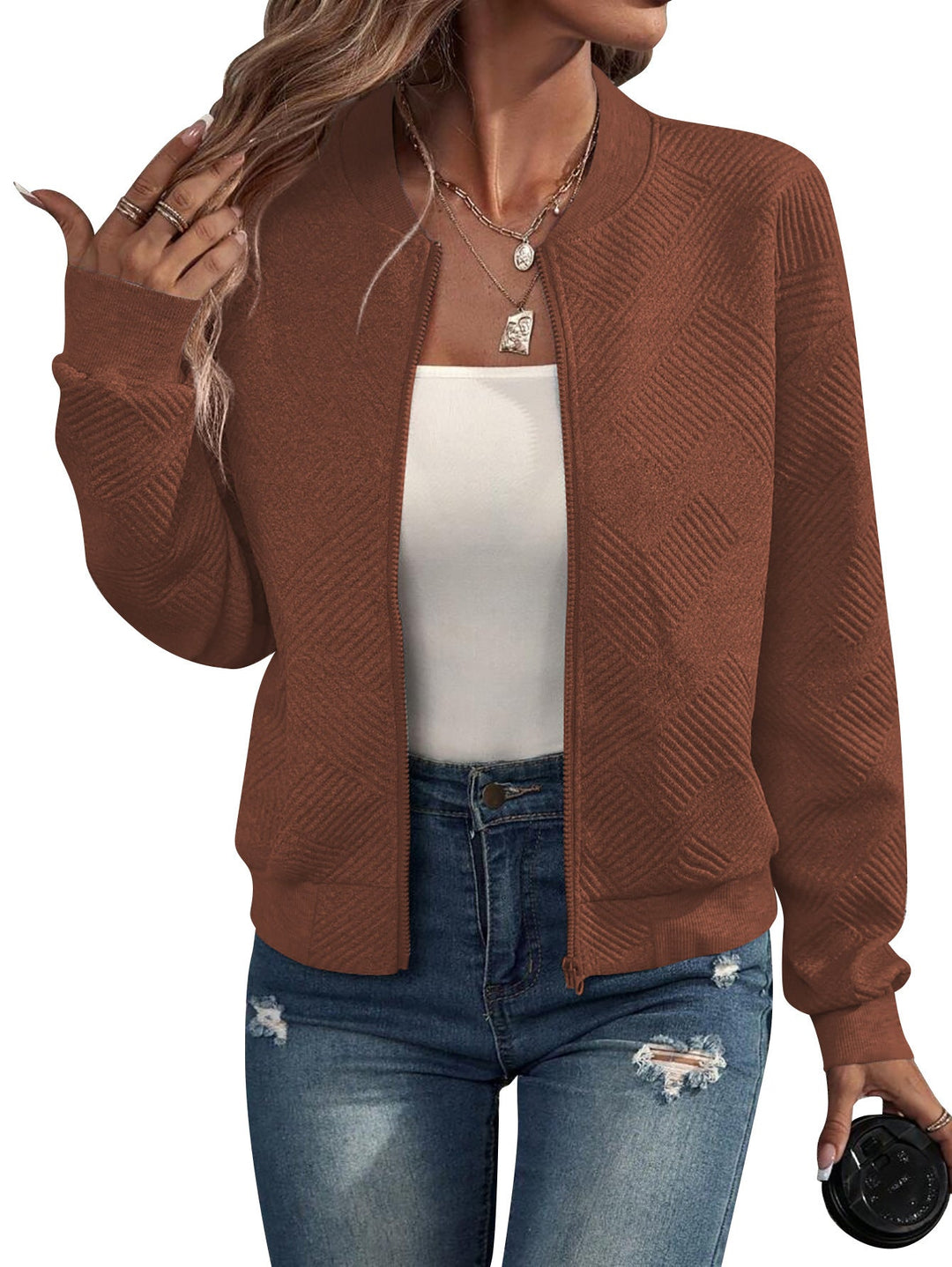 Damen Modejacke mit floralen Spitzeneinsätzen Drune
