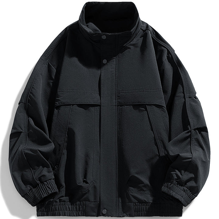 Herren urbaner Oversized Utility-Jacke mit versteckter Reißverschlussblende und elastischem Saum Drune