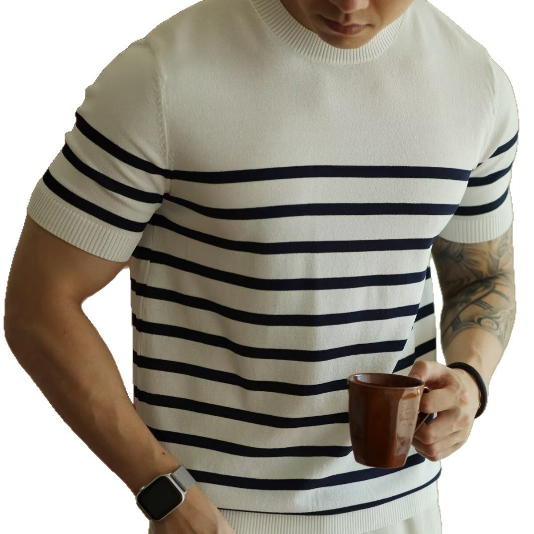 Herren Modischer gestreifter Strickpullover Drune