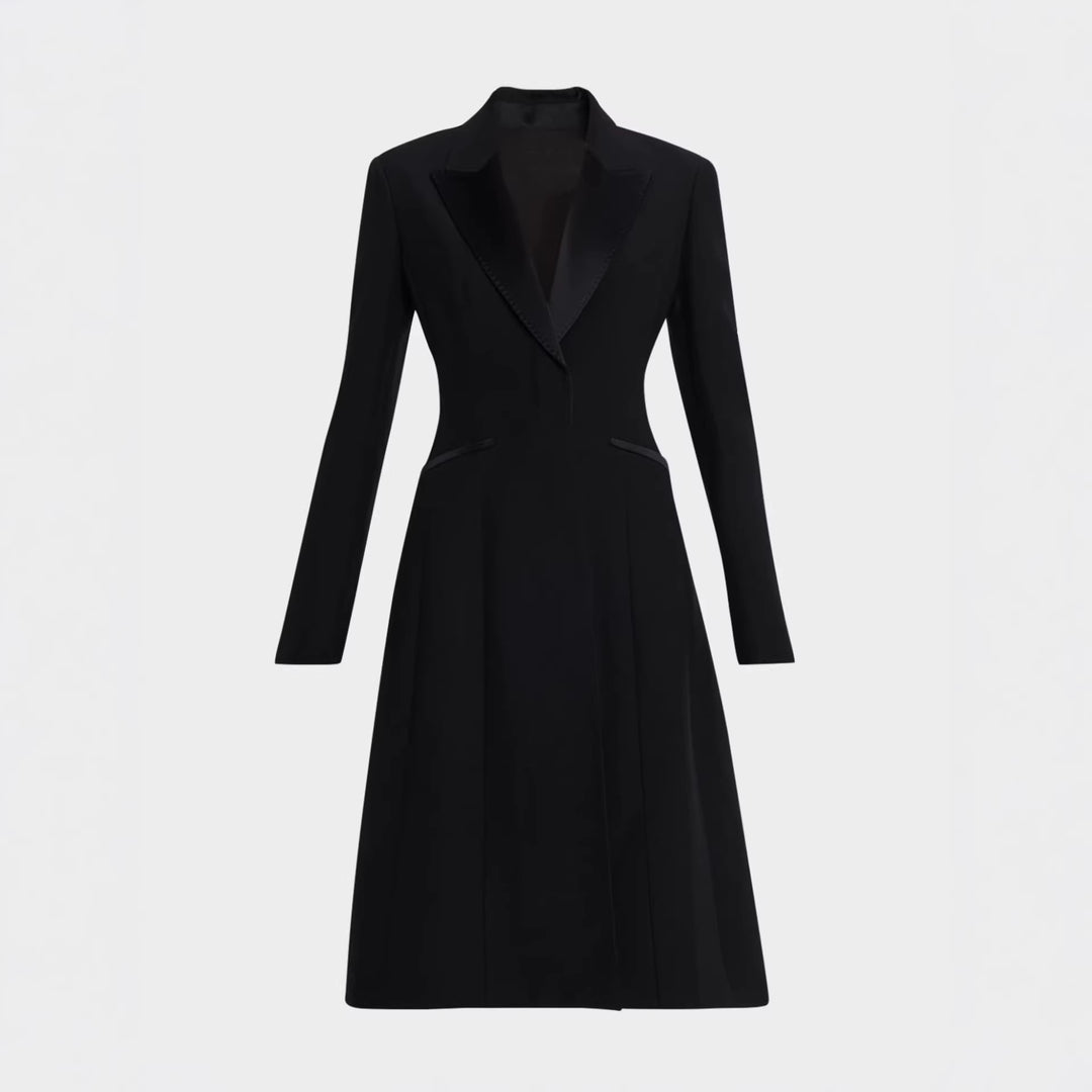Damen Taillierter Abendlicher Mantel-Blazer mit Satinrevers und schlanker Silhouette Drune
