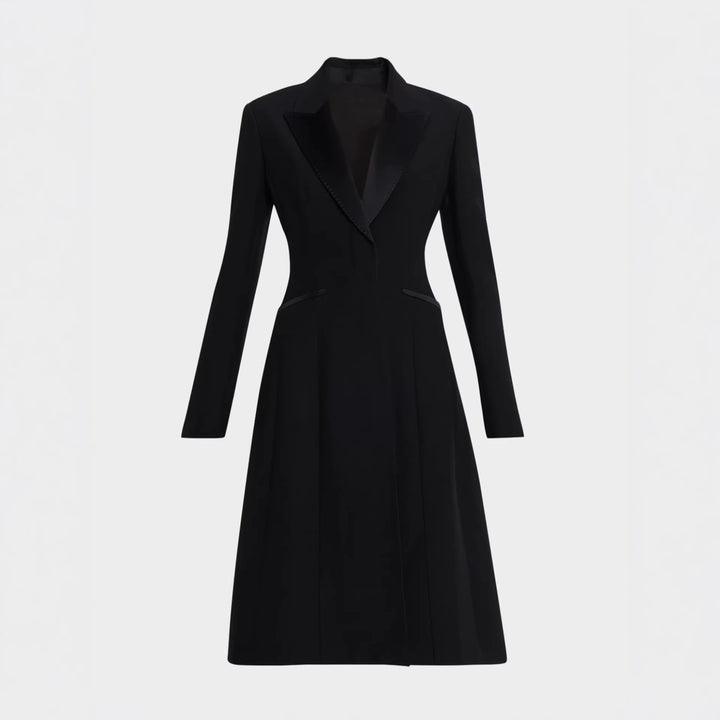 Damen Taillierter Abendlicher Mantel-Blazer mit Satinrevers und schlanker Silhouette Drune